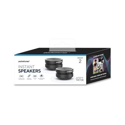 PocketTunes Bone‑Conduction Bluetooth Speakers – 2‑Pack Mini Wireless Speakers, Surface‑Amplifying Sound, True Wireless Stereo, USB‑C Rechargeable, Portable