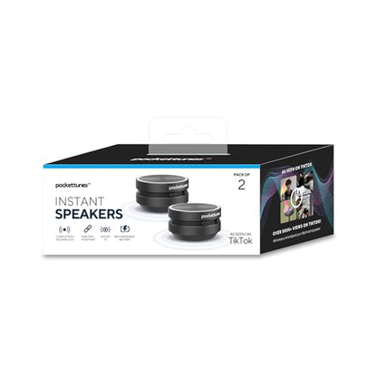 PocketTunes Bone‑Conduction Bluetooth Speakers – 2‑Pack Mini Wireless Speakers, Surface‑Amplifying Sound, True Wireless Stereo, USB‑C Rechargeable, Portable