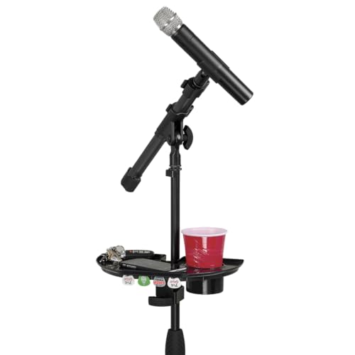 Gator Frameworks Microphone Stand Accessory Tray with Drink Holder and Guitar Pick Tab, 12" x 7" (GFW-MIC-ACCTRAY) (Pack of 6) - size: 12" x 7" Standard Tray - 6 Pack, style: Standard Tray
