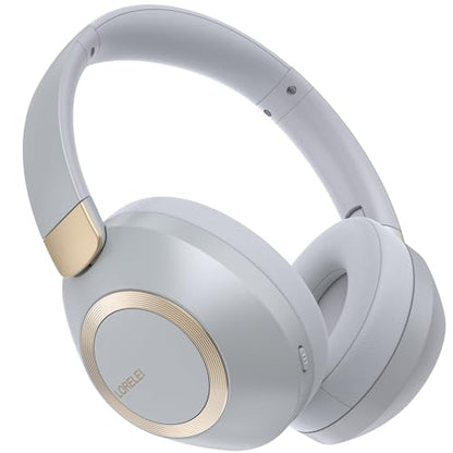 LORELEI B-C6 Wireless Over Ear Headphones, 50H Playtime Foldable Lightweight Bluetooth Headsets, Deep Bass, Built-in Microphone, Memory Foam Earmuff, for Travel, Home Office (Smoke Gray) - color: Grey