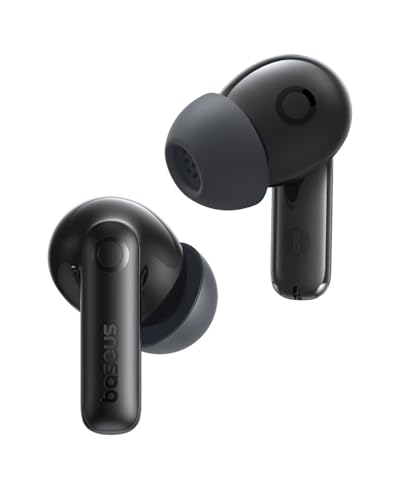 Baseus Bass BP1 Pro Noise Cancelling Wireless Earbuds, Real-Time Adaptive Noise Cancelling, Adaptive Active EQ, LDAC Hi-Res Sound, 6-Mic AI Clear Calls, 55H Playtime, IP55 Waterproof, Bluetooth 6.0 - color: Space Black