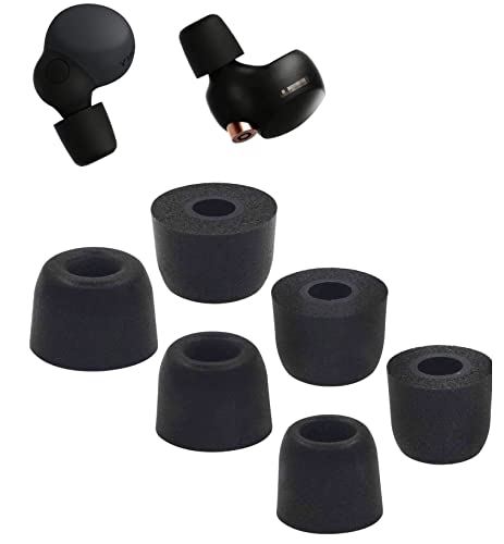 Earbud Memory Foam Tips Earbuds Replacement Tips Ear Tips Earbuds Foam Eartips Compatible with Sony Headphones, S/M/L 6 Pairs, Foam Black