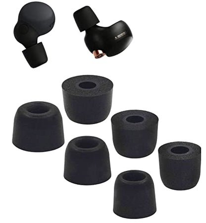 Earbud Memory Foam Tips Earbuds Replacement Tips Ear Tips Earbuds Foam Eartips Compatible with Sony Headphones, S/M/L 6 Pairs, Foam Black