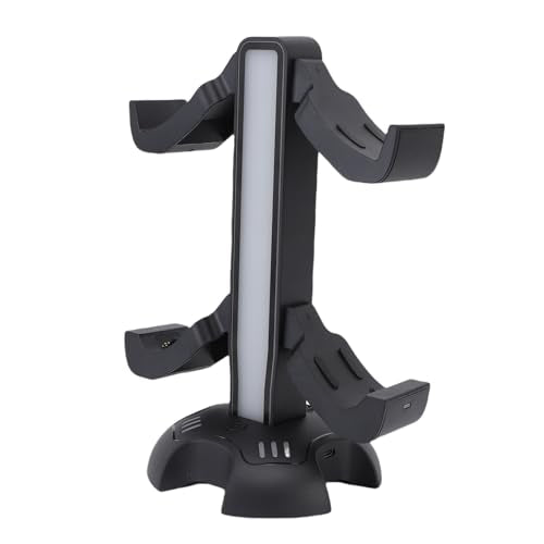 Gaming Headphone Stand, Controller Charger Holder with Light Modes, 2 Charging Docks, Earphone Hanger Accessories for Desktop Game, Headset Stand with USB Ports
