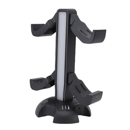 Gaming Headphone Stand, Controller Charger Holder with Light Modes, 2 Charging Docks, Earphone Hanger Accessories for Desktop Game, Headset Stand with USB Ports