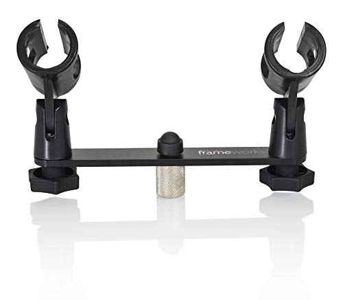 Gator Frameworks 1-to-2 Mic Mount Bar with Standard 5/8-Inch Thread Suitable for Most Microphone Stands Boom Arms (GFWMIC1TO2) - style: (2) Microphone Mounts