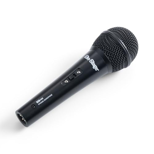 On-Stage AS400V2 Dynamic Handheld Mic (Vocal Microphone, On/Off Switch, Wired XLR Output, Metal-Mesh Grille, for Stage, Singing, Karaoke, Open Mic, Performance, Public Speaking, Presentations, Black)