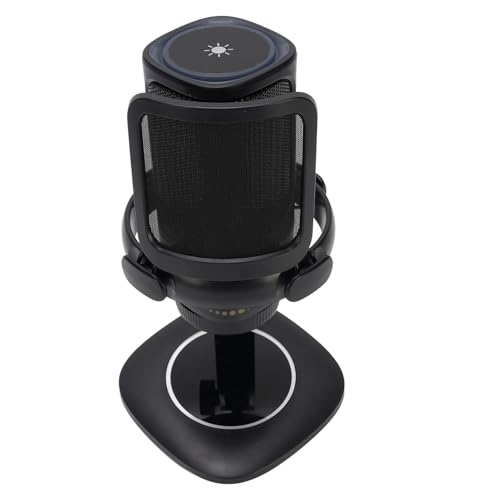 Dpofirs Gaming USB Microphone with RGB, Cardioid Condenser for PC, Streaming, Podcast - Pop Filter, Touch Control, Volume Knob, Instant Mute