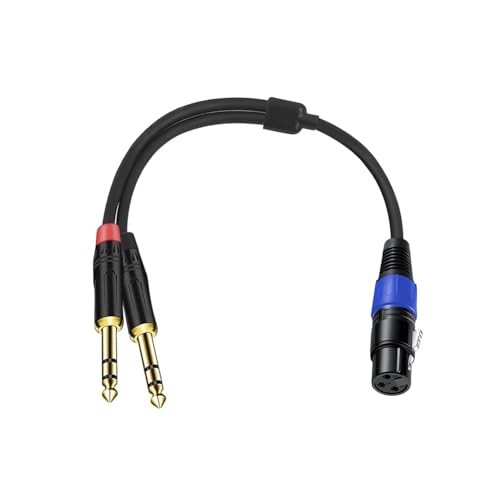 6.35mm Dual TRS to XLR Female Cable for Microphone, Mixer, Amplifier, 1.5 FT, Dual1/4 TRS Male to XLR Audio Cable, Y Splitter Patch Cord, 3-PinXLR to Dual 1/4 Converter Adapter Cable - size: 1.5Ft, 1Pack, style: Dual 1/4 to XLR Female