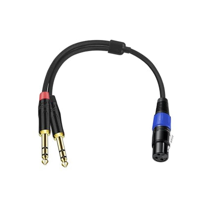 6.35mm Dual TRS to XLR Female Cable for Microphone, Mixer, Amplifier, 1.5 FT, Dual1/4 TRS Male to XLR Audio Cable, Y Splitter Patch Cord, 3-PinXLR to Dual 1/4 Converter Adapter Cable - size: 1.5Ft, 1Pack, style: Dual 1/4 to XLR Female