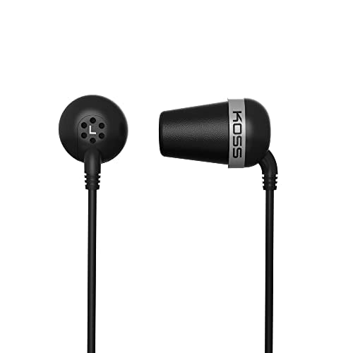 Koss Plug Noise Isolating Earbuds, Memory Foam Cushions, Black, Wired Plug | Audiophile, In-Ear Headphones - color: Black