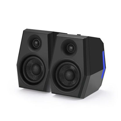 Sanyun SW209 36W 2.0 Gaming Speakers, Tactical Audio Map with 3 DSP Modes | Game/Movie/Music, 24bit DAC, USB-C/Bluetooth 5.2/AUX, 2.75" Glass Fiber Drivers & 18mm Silk Dome, RGB Lighting (Pair, Black) - color: SW209 Black