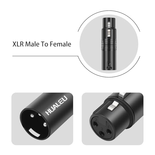 3Pin XLR Male to Female Adapter, Black Painted zinc Alloy Shell,for Mic,Amplifier, Mixer XLR 3-Pin Audio Connectors DMX 512 Adapter-2Pack - color: XLR Male to Female