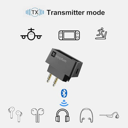 Professional Bluetooth 5.2 Transmitter for Airplane, Dual Connection Wireless Audio Adapter with aptX Low Latency/Aptx HD for Earbuds/Headphones