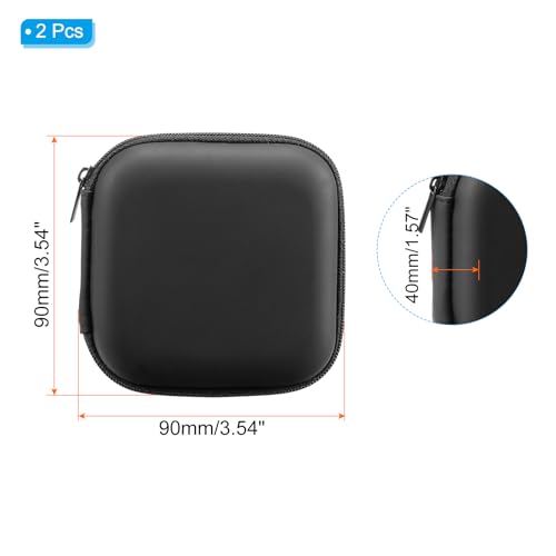 PATIKIL 3.54x3.54 Electronic Organizer Case, 2Pcs EVA Hard Waterproof Square Travel Carrying Case with Zipper for Digital Multimeter, Camera, Charger Cord, Earphone, Black