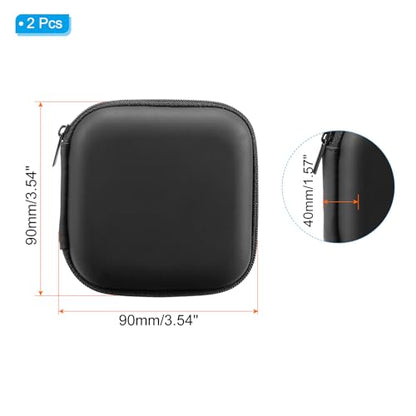 PATIKIL 3.54x3.54 Electronic Organizer Case, 2Pcs EVA Hard Waterproof Square Travel Carrying Case with Zipper for Digital Multimeter, Camera, Charger Cord, Earphone, Black