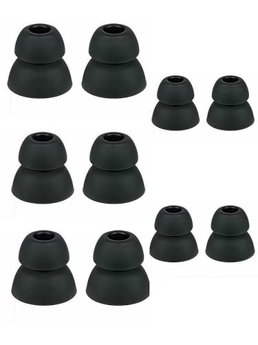Replacement Silicone Eartips, Double Flange, 10-Pack, Compatible with Powerbeats2, Powerbeats3, Black
