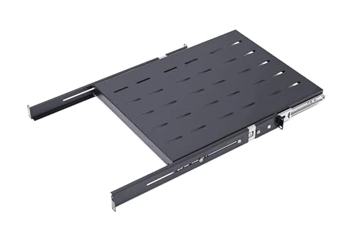 GlobalRack 1U Sliding Shelf,22-27" Adjustable, Double-Sided, Soft-Close - size: 450