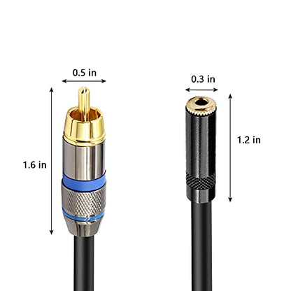 YABEDA 3.5mm Female to Dual RCA Male Stereo Y Splitter Cable, 3.5mm to 2 RCA - 3 Feet / 1 Meter Audio Breakout Adapter