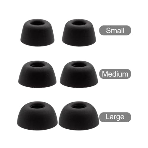 Klowcok Replacement Foam Ear Tips for JBL Tune Buds/Tune Buds 2, Black | Memory Foam Tips Compatible with JBL Endurance Race 2 / Endurance Race TWS Earbuds, 3 Pairs (S/M/L)