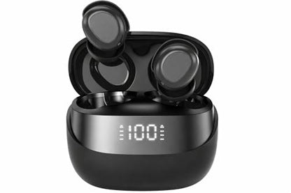 AUDIRA Mini Wireless Sleep Earbuds for Side Sleepers, Bluetooth 5.4 in-Ear Ear Buds with Noise Cancelling, IPX4 Waterproof Headphones, Touch Control, Digital Display Charging Case – Black - color: Black