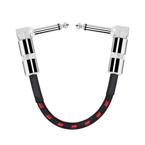 FENG GUO 1/4 Right Angle Plug Guitar Effect Patch Cable Ja-ck 6.35mm Instrument Pedal Cable for Effectors Pedals Guitars(Black-White) - color: Black-White