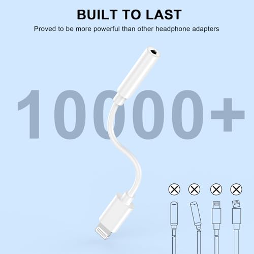 (Apple MFi Certified) 3 Pack Lightning to 3.5 mm Headphone Jack Adapter for iPhone,iPhone Headphone Adapter Converter Dongle Audio Cable Compatible with iPhone 14 13 12 11 X XS 8 7 Support All iOS