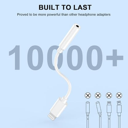 (Apple MFi Certified) 3 Pack Lightning to 3.5 mm Headphone Jack Adapter for iPhone,iPhone Headphone Adapter Converter Dongle Audio Cable Compatible with iPhone 14 13 12 11 X XS 8 7 Support All iOS
