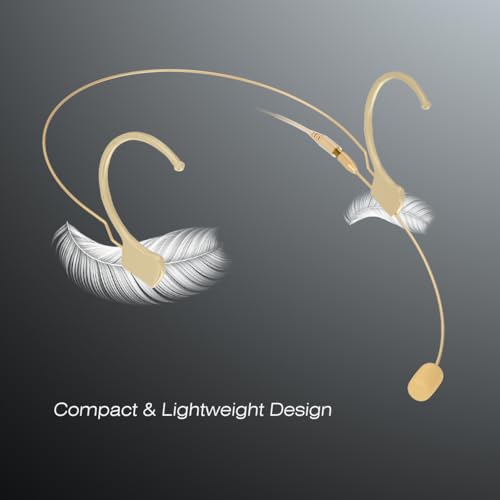 KIMAFUN Headset/Headworn Microphone Professional Earset Over Ear Hanging Condenser Mic Compatible with Audio Technica Wireless System Bodypack Transmitter, For Performance, Theater, Lecture - Beige T4 - size: T4 for Audio Technica Wireless System