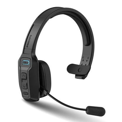 Philips Trucker Bluetooth Headset with Mic, Wireless Trucker Headset with AI Noise-Canceling Microphone & Instant Mute Button, Reliable Long Battery Life, Headphones for Drivers, Office, Call Centers