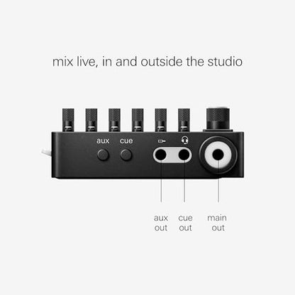 teenage engineering TX–6 portable and rechargeable 6 stereo channel mixer, usb audio interface and sound card, 8 hour battery life, built-in effects, ble and usb midi, iOS compatible (black)