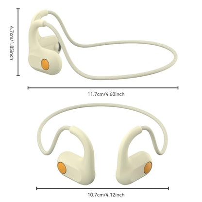 ANCwear Kids Open Ear Headphones, 85dB Volume Limit, Ages 5+ | 17g air conduction design with IPX6 water resistance, mic, magnetic charging and 10H battery for school, sports and travel - color: Beige