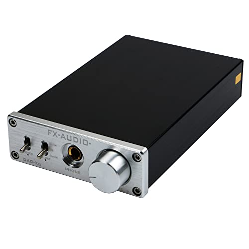 FX-Audio DAC-X6 Mini HiFi 2.0 Digital Audio Decoder DAC Input USB/Coaxial/Optical Output RCA/Headphone Amp 24Bit/96KHz DC12V(Silver) - color: Sliver