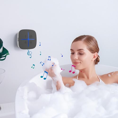 BT Shower Speaker, Wireless Bluetooth Speaker with IP65, 3D Sound, Built in Mic, Suction Cup, for Bathroom Swimming Pool Beach Travel Outdoor