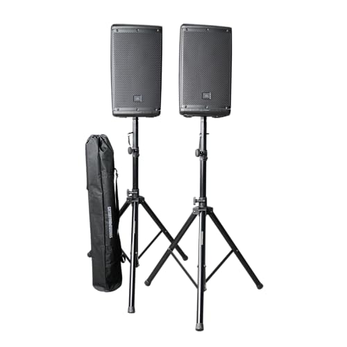 Gator Frameworks Rok-It Series Set of Lightweight Aluminum Tripod Speaker Stand with Heavy-Duty Carry Bag, Dual-diameter 35mm to 38mm Pole, and Supports up to 120 lbs (RI-SPKRSTDSET-250-AL) - style: Set of (2) Stands