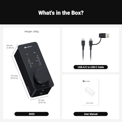 Fosi Audio SK02 DAC Amp Headphone Amplifier Desktop USB C to AUX Digital to Analog Audio Converter Adapter Preamp Optical to 3.5mm 4.4mm Balanced Combo for Home Audio System