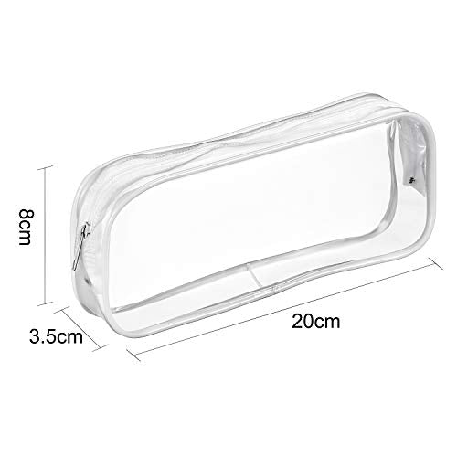 Tatuo 4 Pieces Clear PVC Bags Big Capacity Zipper Pencil Pouch Case Travel Luggage Makeup Cosmetic Bag (White) - color: White