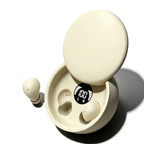 Sleep Earbuds Bluetooth 5.4, Mini Invisible Noise Blocking Sleeping Headphones, Hidden Earbuds with LED Display for Small Ears, for Side Sleepers Meditation Travel Gym Workout (Khaki) - color: Skin tone