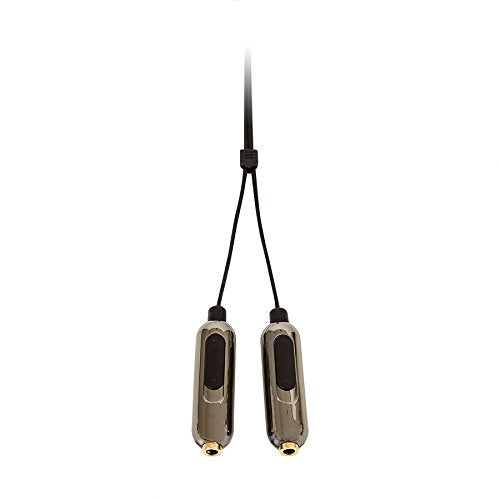 ReTrack ETPRSPLIT Retractable Premier 5-Feet Audio Splitter Cable with Volume Controls, Black/Silver - color: Black/Silver