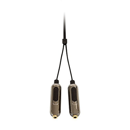 ReTrack ETPRSPLIT Retractable Premier 5-Feet Audio Splitter Cable with Volume Controls, Black/Silver - color: Black/Silver