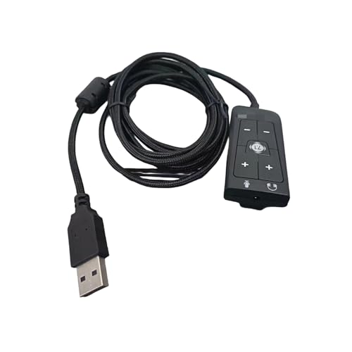 External Stereo Sound Card USB to 3.5mm Headphone Microphone Jacks for Cloud2 7.1 Headsets Stereo Sound Adapters Remote Control for Headset