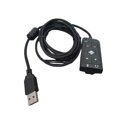 External Stereo Sound Card USB to 3.5mm Headphone Microphone Jacks for Cloud2 7.1 Headsets Stereo Sound Adapters Remote Control for Headset