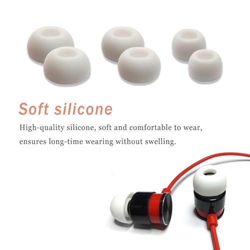 Silicone Earbuds tips Replacement Oval Universal Replacement Ear Tips for True Wireless Earbuds, 6 Pairs LMS White - color: White