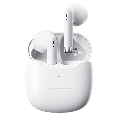 True Wireless Earbuds White Bluetooth 5.3 with Microphone for Working Out Noise Canceling Blue Tooth Ear Buds Deep Bass TWS Wireless Earphones with Charging Case in Ear Headphone for iPhone Android - color: White
