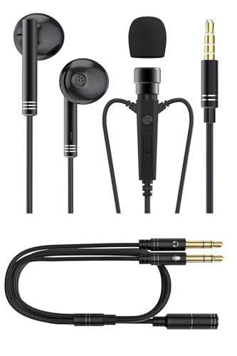 XOX KT03 Headphones with Karaoke HD Lavalier Microphone and Real-Time Ear Monitoring (Splitter Adapter,3.5mm, Black) - color: Black, style: 3.5mm jack