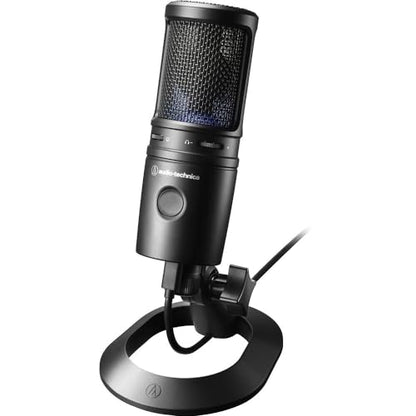Audio-Technica AT2020USB-X Cardioid Condenser USB Microphone Bundled with Microphone Arm + Headphones + Wind Screen Pop Filter + Cleaning Cloth (5 Items) - style: w/Mic Arm & Headphones