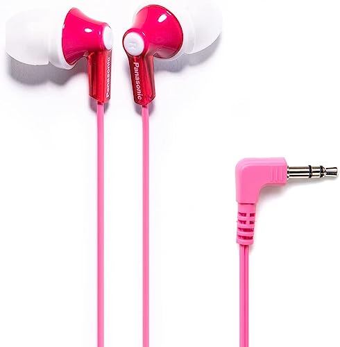Panasonic ErgoFit Wired Earbuds, In-Ear Headphones With Dynamic Crystal-Clear Sound And Ergonomic Custom-Fit Earpieces (S/M/L), 3.5mm Jack For Phones And Laptops, No Mic - RP-HJE120-P (Pink) - color: Pink, style: No Mic
