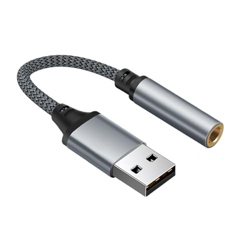 USB to 3.5mm Jack Audio Adapter 3.5mm Audio Adapter Jack Stereo Converter | Audio Jack External Stereo Sound Card Built-In Decoding Chip for Headphone Headset PC Laptop Desktop - size: 10cm