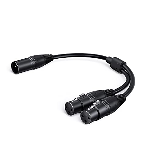 Balanced XLR Splitter Dual XLR Female to 1XLR 3Pin XLR Y-Split Patch Cable | 2XLR to 1XLR 3Pin Microphone Splitter for Studio Preamp,Equzalizer, speaker, Patch Bay, Studio Harmonizer, 1-feet - size: 1 Male XLR to 2 Female XLR, style: 2 Pack