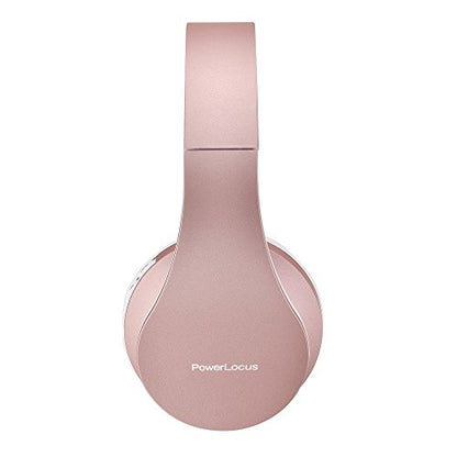 PowerLocus Wireless Bluetooth Over-Ear Stereo Foldable Headphones, Wired Headsets with Built-in Microphone for iPhone, Samsung, LG, iPad (Rose Gold) - color: Rose Gold